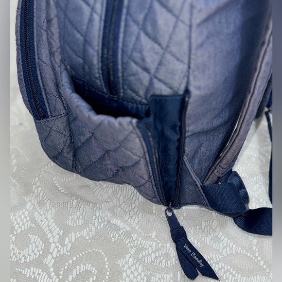 VERA BRADLEY Small Essential Compact Backpack Quilted Denim Moonlight Navy - Picture 8 of 14